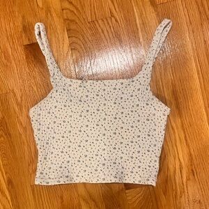 American Eagle Floral Ribbed Baby Tank (M)